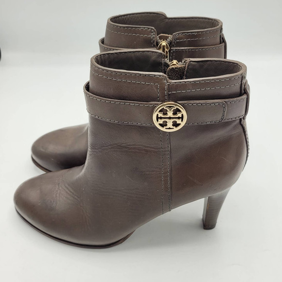 Tory Burch Camel Bristol Brown Leather Ankle Booties Womans Size 7.5M - Picture 4 of 10